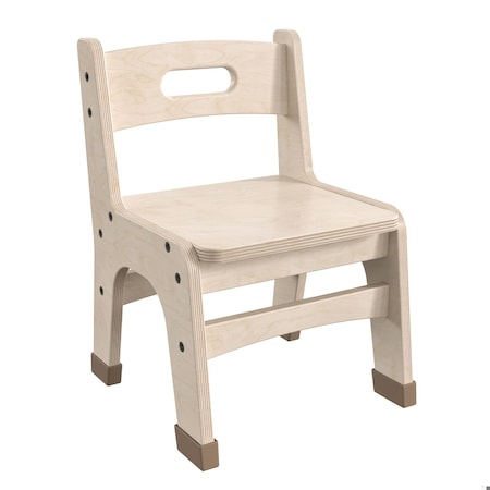 Flash Furniture Bright Beginnings  Commercial Grade Wooden Classroom Chairs, 9" Seat Height with Non-Slip Foot Caps and Built-In Carrying Handle, Natural, PK2 MK-KE24428-GG